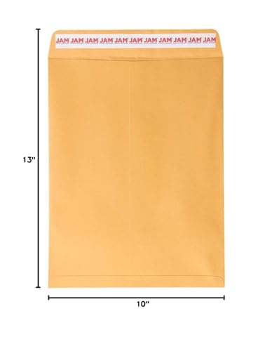 JAM PAPER 10 x 13 Open End Catalog Premium Envelopes with Peel and Seal Closure - Brown Kraft Manila - Bulk 500/Carton