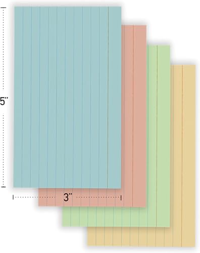 Index Cards 3x5 Bulk, (2400 Cards Pastel Colors) Flashcards, Notecards 3x5 lined, Blank on Back, Assorted Pastel Colors Flashcards for School Home and Office, Ruled Index Cards