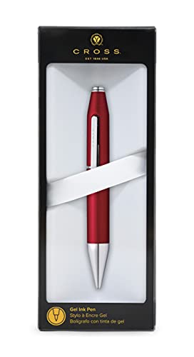 Cross X Refillable Gel Ink Rollerball Pen, Chrome Appointments, Includes Branded Retail Packaging - Crimson Red