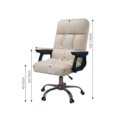 Ergonomic Office Chair PU Leather Soft Desk Chair with Armrests Swivel Adjustable Office Chair ﻿(White)