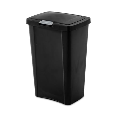 Sterilite TouchTop Plastic Wastebasket, 13 Gallon, Black, 12 Pack
