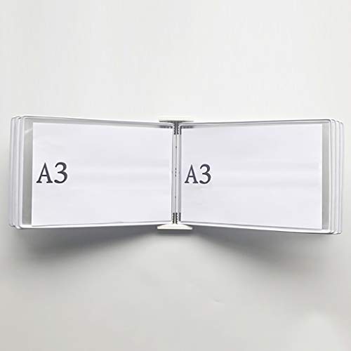 KGDJBGSE Wall Mounted File Holder Folder, A3 Poster Flip Book Display, Hanging Organizer 45x33x10CM 10 Pages 20 Pockets(Medium)