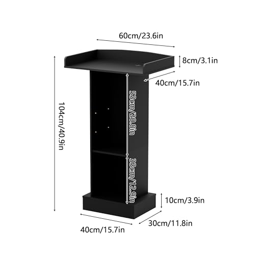 Wood Podium,Podium Stand,12MM Particle Board,Stable and Aesthetically Pleasing Pulpit with Storage,Mic Stand Space,Easy Installation Wooden Lectern for Restaurants,Churches,Seminars and Schools
