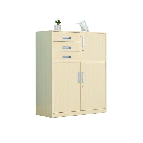 Filing Cabinet Multifunctional Office File Cabinet with Lock Large Capacity Three-Drawer File Data Storage Cabinet 1 Iron Household Storage Cabinet Drawer Cabinet(Beige)