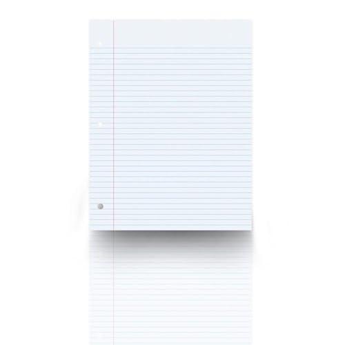 School Smart-85287 5-Hole Punched Filler Paper w/ Red Margin, 8-1/2 x 11 Inches, Wide Ruled, 500 Sheets - White