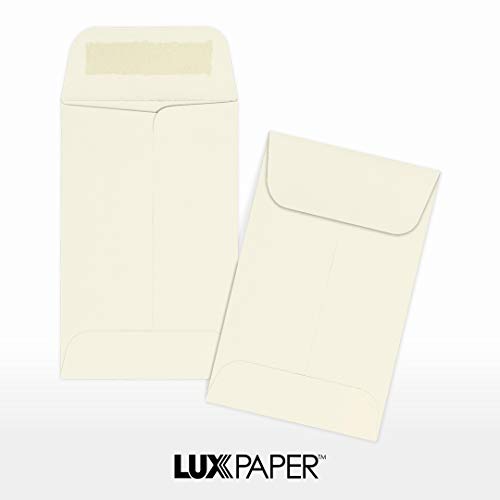 LUXPaper #1 Coin Envelopes in 80 lb. Pool, Envelopes for Coin Collections, Garden Seeds, Stamps, and More, w/Moistenable Glue, 1000 Pack, Envelope Size 2 1/4 x 3 1/2 (Natural)