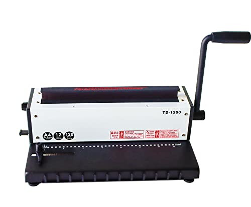 INTBUYING All Steel Metal Base Wire Coil Binding Machine 34Holes 3:1 Square Punching-Binding Machine Binding Iron Ring Machine 120 Sheets Binding Capacity#TD1200 Machine a Cahier Spirale