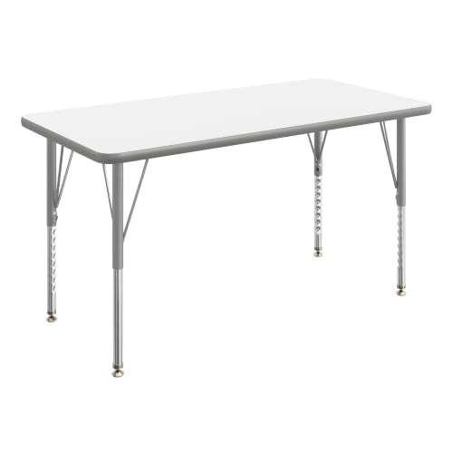 Flash Furniture 48" x 24" Adjustable Activity Table, White, Short Legs