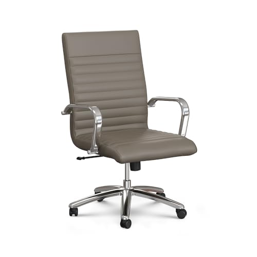 NBF Chair Ergonomic Mid-Back Faux Leather Desk Seating with Memory, Brown