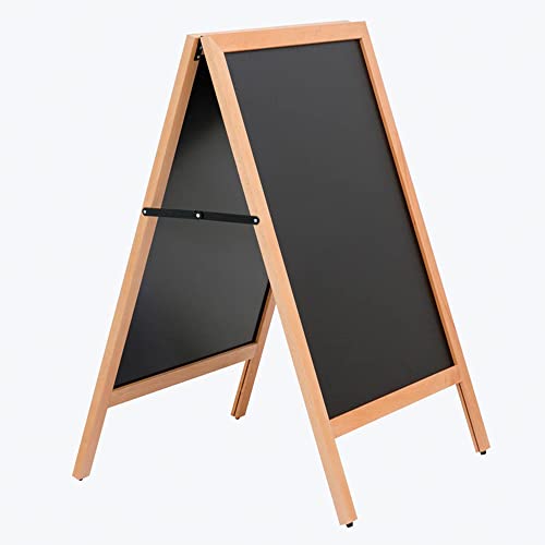 M&T Displays Rustic Natural Wood A Frame 23.6x30.7 Inch Floor Standing Double Sided Outdoor Sidewalk Stand Sandwich Board Dry Erase Menu Chalkboard Sign for Restaurant