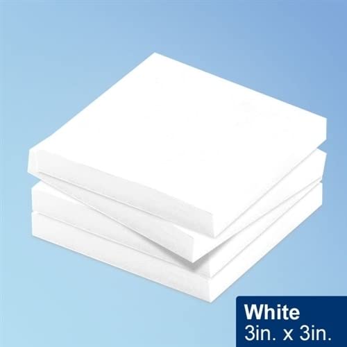 Harmony Cleanroom Sticky Notes, Sticky Pads 3” x 3” for Message memo Reminder Cleanroom 3 in. x 3 in, White or Blue, 100/Pad, 10 Pads/Pack (1000 Sticky Notes Sheets) (White)