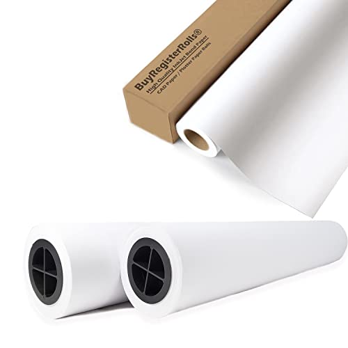 8 Rolls 24" X 150' 24-Inch X 150 Foot 20lb Bond Paper 2" Core | Ink Jet Bond Paper Rolls | Ultra-White