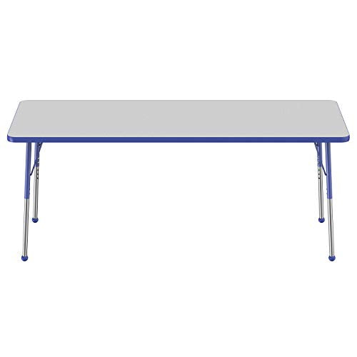 FDP 30" x 72" Rectangle Table with Ball Glide Legs - Gray/Blue, 10028-GYBL