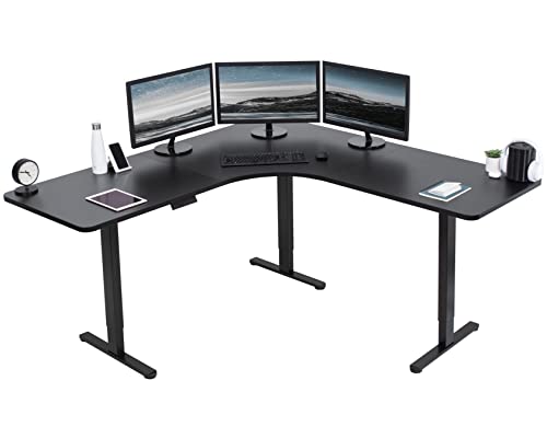 VIVO Black 71 x 71 in Corner Standing Desk, DESK-KIT-E3CB2