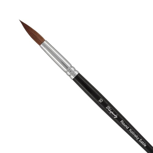 Creative Mark Rhapsody Kolinsky Sable Brushes for Professional Watercolorists - Round # 10 Excellent Spring, Full Belly, Split-Proof Points, Chrome Ferrules, Short Handle, English Sizing
