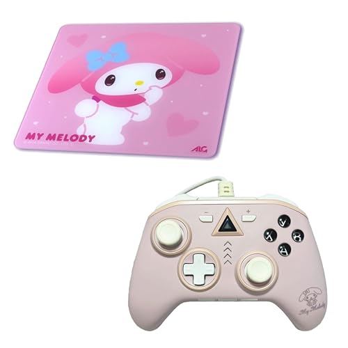 Allone (Amazon.co.jp Exclusive) Sanrio Characters My Melody Gaming Glass Mouse Pad & PC Controller Set, 15.2 x 3.5 x 13.0 inches (38.5 x 9 x 33 cm), PC, Game, Tempered Glass, Pink, Continuous Fire