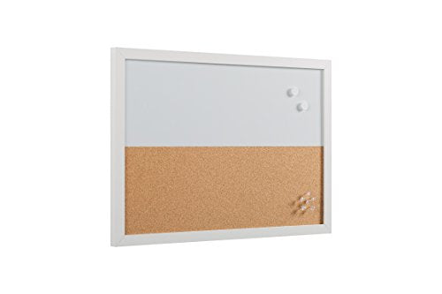 Bi-Office Combo Magnetic Whiteboard Magnetic Dry Wipe/Cork Memo Board Elements White MDF Frame, 60 x 40 cm