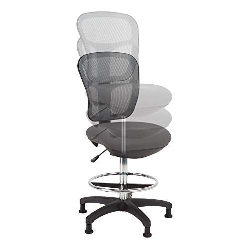 Norwood Commercial Furniture Adjustable-Height Office Mesh Drafting Chair with Chrome Footrest Ring & Optional Arms