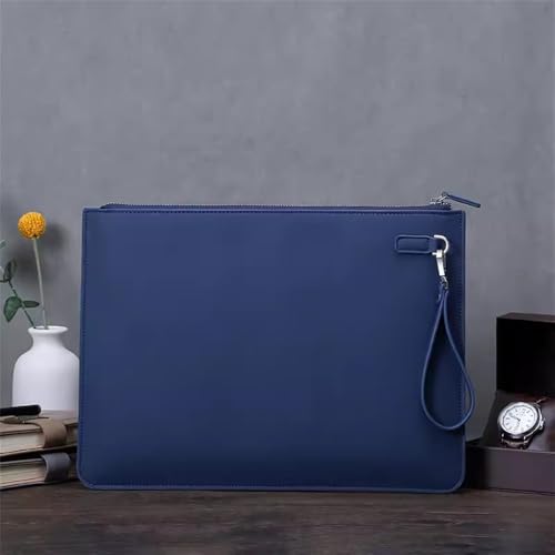 PU leather document pouch, Leather Document Holder Envelope Wallet File Folder Organizer 250x345mm Multicolor PU A4 Business Briefcase Storage Bag(Blue)