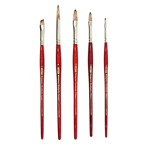 ZEM Brush Mongoose Synthetic Combo Brush Set 5 pcs | Acrylic and Oil