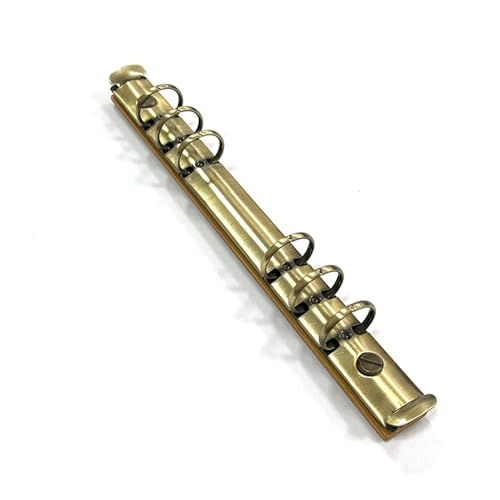 Ring Clips 5PCS A5 Metal Ring Binder Clips with Bamboo Back Panel 6 Detachable Buckle Loose-Leaf Binding Strip for Data Book Album Notebook(Bronze,Inner Diameter 15mm)