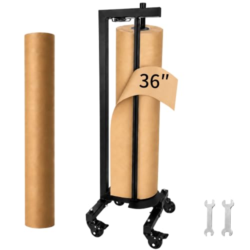36 Inch Mobile Vertical Butcher Paper Dispenser with 1 Roll Kraft Paper