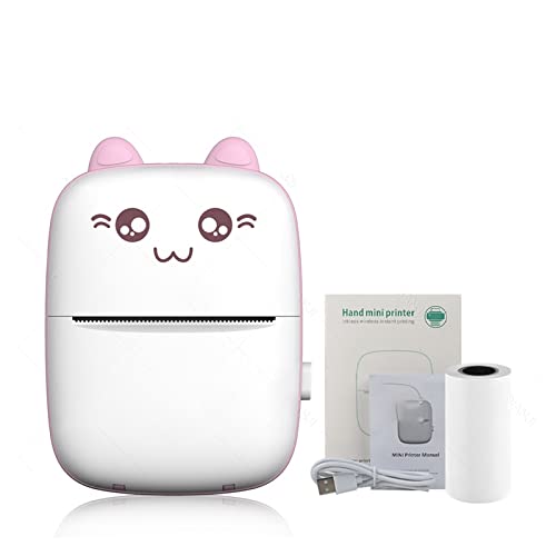 MKJGGII Mini Adhesive Label Printer Portable Thermal Bluetooth Printer Photo Printing Pocket Printer 58mm(Pink A Printer)