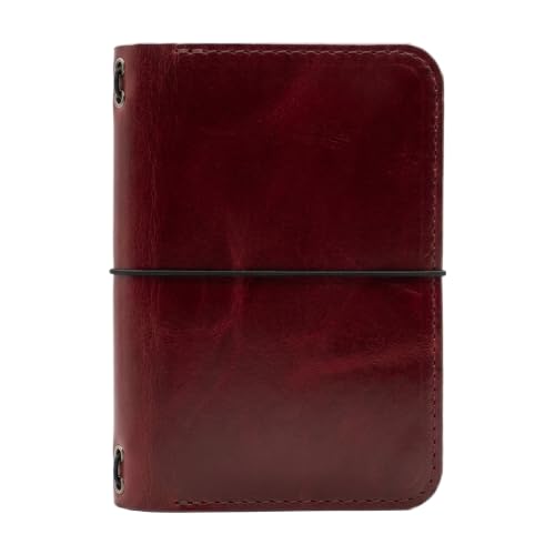 Handmade Genuine Leather B5 Pocket Notebook Cover Case, Multi-Pocket Agenda and Journal Cover, Burgundy