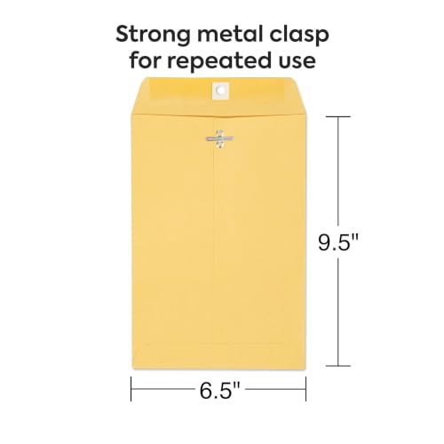 Staples 6.5x9.5 Kraft Clasp Envelopes, Brown, Gummed Flap, 100/Pk