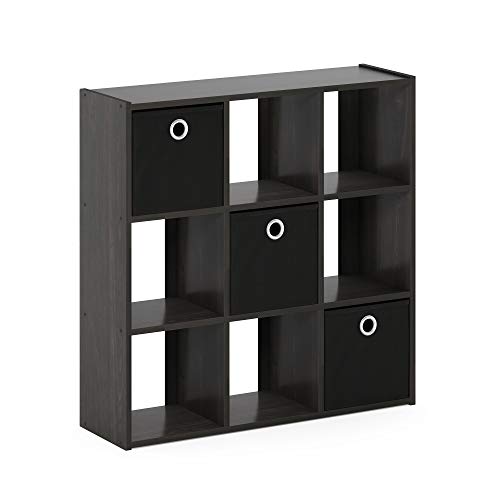 Furinno Simplistic 9 Cube Storage Organizer, Bookcase Shelf, Espresso