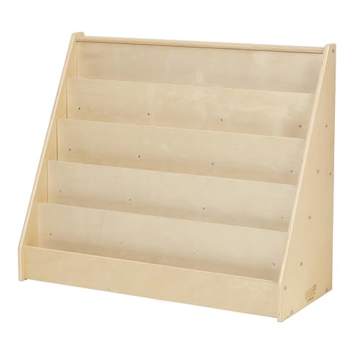 Back2School Express 5-Shelf Wooden Book Display, Single-Sided, Natural