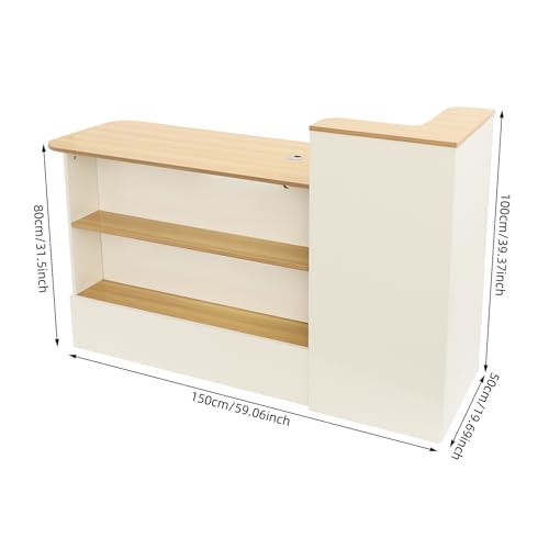 Modern Reception Desk,Commercial Reception Counter with Lockable Drawer & Storage Cabinet,Wood Reception Desk for Beauty Salon Hotel Office Lobby