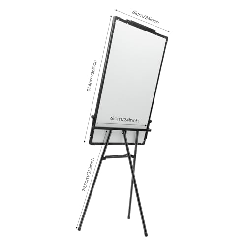 GXFCHYL 24" X 36" Tripod Magnetic Dry Erase Board with Stands, Portable Flip Chart Easel Stand Height Adjustable Dry Wipe Standing White Boards for Office School Home, Black