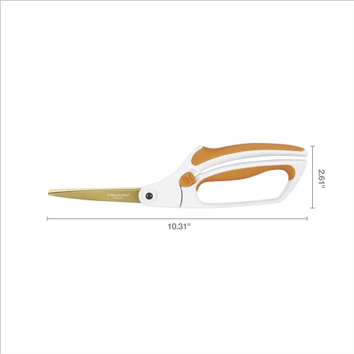 Fiskars Easy Action 8" Titanium Scissors - Stainless Steel Fabric and Mixed Media Scissors - Arts and Crafts - Orange/White