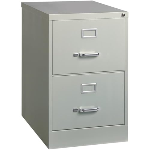 Cooper 25" 2-Drawer Metal Vertical File Cabinet, Gray Finish, Legal Width, Commercial Grade Steel Construction, Locking Storage, Ball-Bearing Slides, Office Filing Cabinet for Business or Home