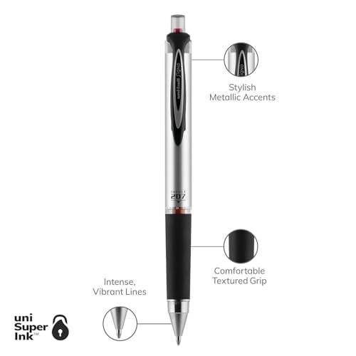 uni-ball 207 Impact RT Retractable Gel Pens, Bold Point, Red Ink, Dozen (65872)