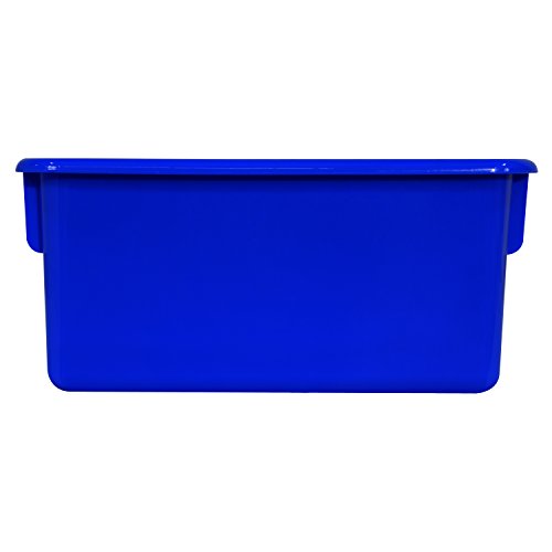 Wood Designs Cubby Storage Bin, Heavy Duty Plastic Containers for Kids Blue Cubby Tray Set of 10