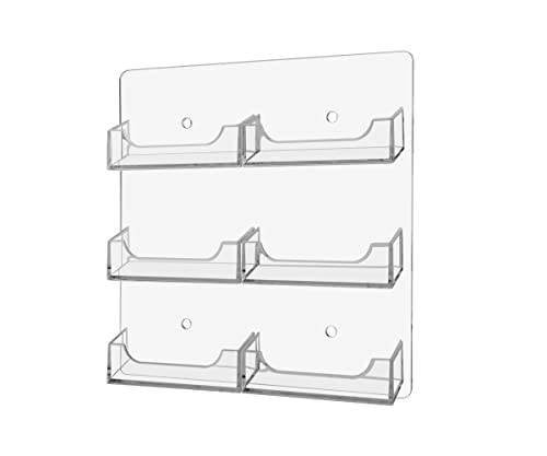 Marketing Holders 24 Pack Hanging Business Card Holders Multi Pocket 8.25" x 7.5" Clear Acrylic Vertical Rack with Hardware for 3.5" x 2" Horizontal Gift or Appointment Cards
