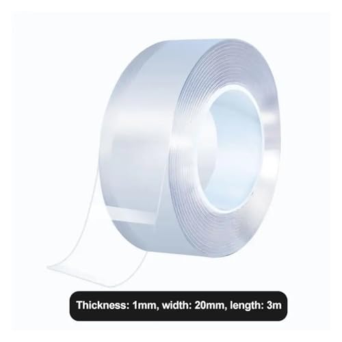 DSWMY 1M/2M/3M/5M Kitchen Transparent Double Sided Tape Bathroom Reusable Tapes Home Decoration Washable Super(20mmx3m)