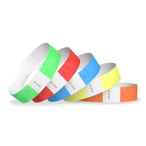 5,000 WristCo 5-Color Variety Pack Tyvek Wristbands for Events