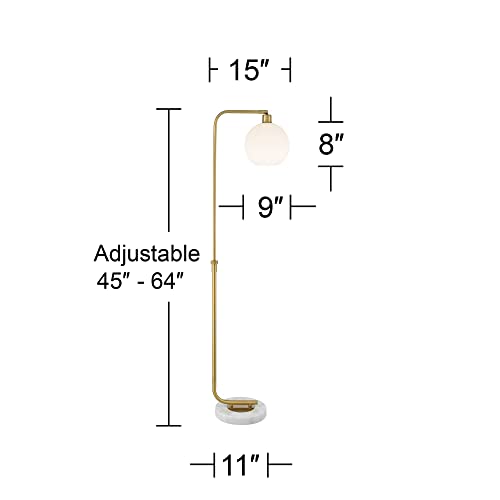 Casaba Adjustable Height Marble Base Chairside Arc 64" Tall Floor Lamp