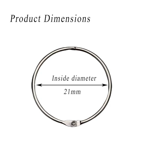 Binder Rings, 20Pcs Binder Metal Rings, Loose Leaf Book Cards, DIY Memo Card for School, Home or Office(21mm)