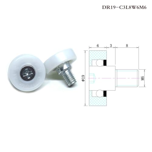 10 pieces outer diameter 22mm drawer type refrigerator printer POM roller DR22-C1L8W7M6 cash register sliding guide pulley DR19 DR22 DU22 (Color : WHITE, Size : DR22-C1L8W7M6)