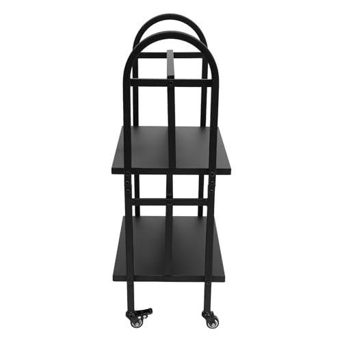 FFanhia Rolling Library Book Cart, 2 Tier Office Book Cart Heavy Duty Steel Book Shelf with Wheels 34" Tall Rolling Bookcase for Home Office School