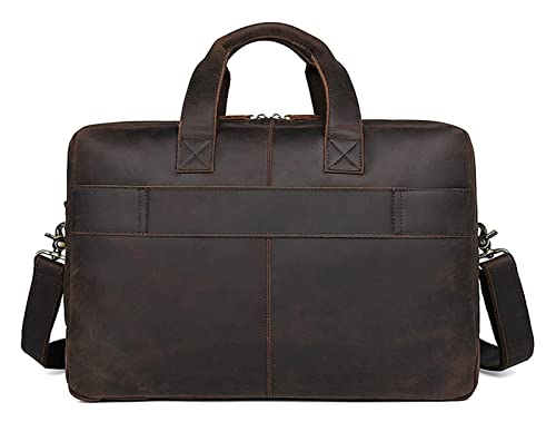 Vintage Leather Multi Pocket 17" Laptop Handbag Expandable Travel Briefcase Shoulder Messenger Bag