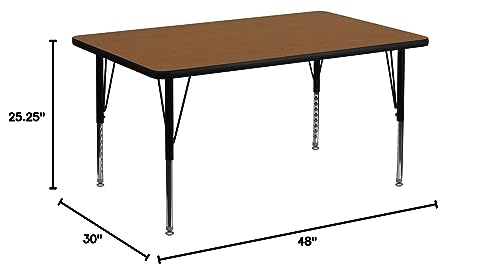 Emma + Oliver 30" W x 48" L HP Laminate Activity Table, Oak