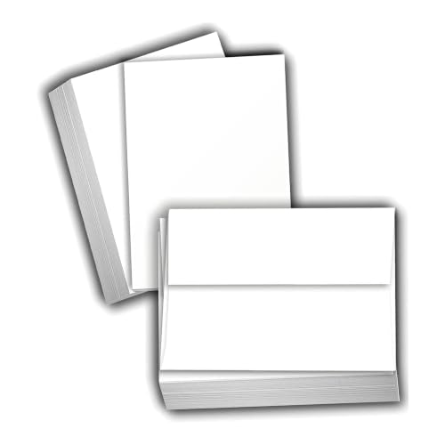 Hamilco White 80lb Cover Heavy 5x7 Cardstock & Envelopes (100PK)