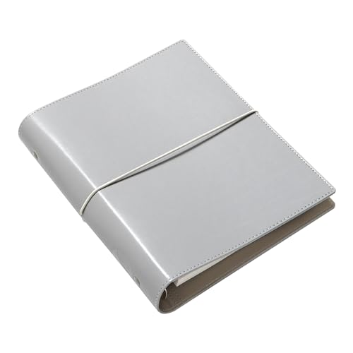 Filofax Domino Organizer, A5 Size, Grey - Smooth, Leather-Look Grain Effect, Contrast Stitching, Six Rings, Week-to-View Insert, Multilingual (C022613)