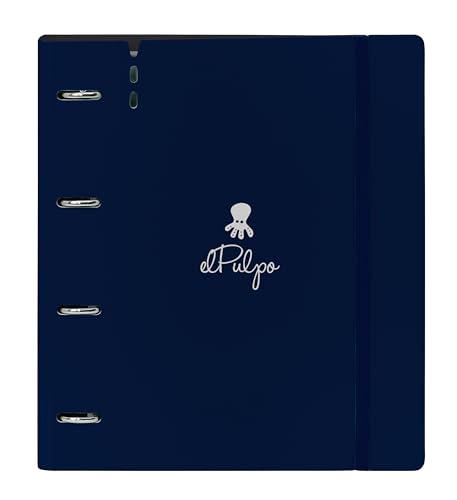 Safta EL PULPO 4 Ring Binder with 35 mm Replacement with 100 A4 Sheets Ideal for Children of Different Ages Comfortable and Versatile Quality and Resilience 27 x 4 x 32 cm, Navy, M, Casual