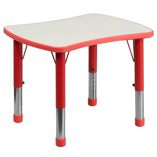 Flash Furniture 26.5x21.75 in Plastic Activity Table, Red/Gray